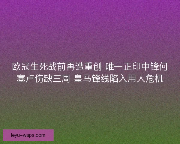欧冠生死战前再遭重创 唯一正印中锋何塞卢伤缺三周 皇马锋线陷入用人危机 欧冠生死战前再遭重创 唯一正印中锋何塞卢伤缺三周 皇马锋线陷入用人危机