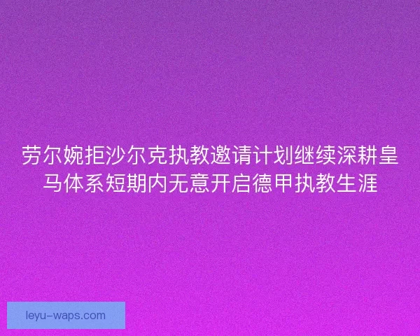 劳尔婉拒沙尔克执教邀请计划继续深耕皇马体系短期内无意开启德甲执教生涯 劳尔婉拒沙尔克执教邀请计划继续深耕皇马体系短期内无意开启德甲执教生涯